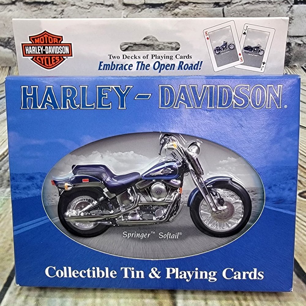 Harley Davidson Playing Cards with Collectible Tin Springer Softail  NEW Sealed‎